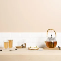Bodum Teteras<Tetera con asa de bambú Assam 1 l, Transparente TransparenteMarrónPlateado