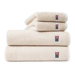 Lexington Toalla de baño Icons Original Striped 100x150 cm, White-tan Beige Discount