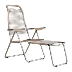 Fiam Tumbona Spaghetti con reposapiés, Taupe Beige Discount
