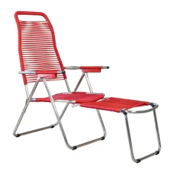 Fiam Tumbonas Y Sillas Para Tomar El Sol<Tumbona Spaghetti con reposapiés, Rojo