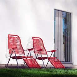 Fiam Tumbonas Y Sillas Para Tomar El Sol<Tumbona Spaghetti con reposapiés, Rojo