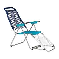 Fiam Tumbona Spaghetti con reposapiés, Multi, azul AzulMulti Sale
