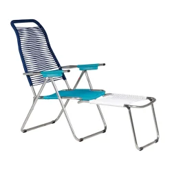 Fiam Tumbona Spaghetti con reposapiés, Multi, azul AzulMulti Sale