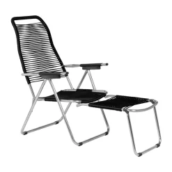 Fiam Tumbonas Y Sillas Para Tomar El Sol<Tumbona Spaghetti con reposapiés, Negro