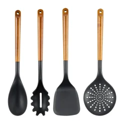 Dorre Cucharas De Cocina<Utensilios de cocina Korra, 4 piezas, Acacia-plástico MarrónNegro
