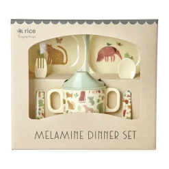 RICE Juegos De Vajilla<Vajilla infantil 4 piezas, Estampado Jungla Dulce - Crema Blanco