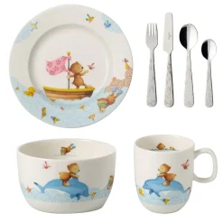 Villeroy & Boch Vajilla infantil y cubierto Happy as a Bear, 7 piezas Multi Hot