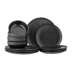 Bloomingville Vajilla Neri 12 piezas, Negro Best