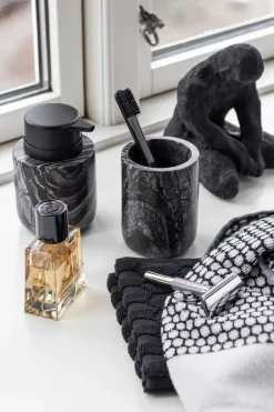 Mette Ditmer Vaso portacepillos Marble 10 cm, Negro-gris NegroGris Discount