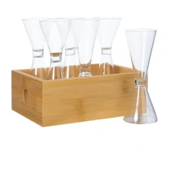 Sagaform Vasos de chupito 4cl en caja de bambú Nature, 6-pack, Bambú-claro Marrón Hot
