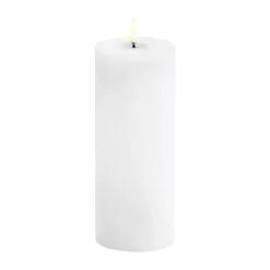 Uyuni Lighting Vela gruesa Uyuni LED derretida, rústico, Ø7,8x20 cm Blanco