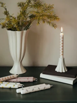 Broste Copenhagen Velas Tulip 2-pack, White-soft pink Blanco