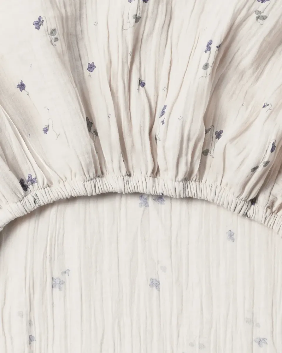 Garbo&Friends Viola Muslin sábana ajustable., 60x120x20 cm Azul Hot