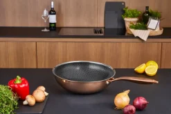 Hâws Woks<Wok con recubrimiento hybrid coating Santo Ø28 cm, Oro rosado NaranjaPlateadoNegro