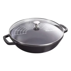 STAUB Wok con tapa de cristal Ø30 cm 4,4 L, Negro Hot