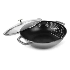STAUB Woks<Wok con tapa de cristal Ø30 cm 4,4 L, Gris