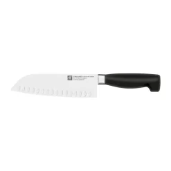 Zwilling Four star cuchillo santoku 18 cm, Negro-acero inoxidable Plateado