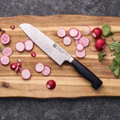 Zwilling Four star cuchillo santoku 18 cm, Negro-acero inoxidable Plateado