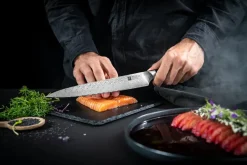 Zwilling Tanrei cuchillo fileteador 23 cm, Acero damasco-negro Plateado