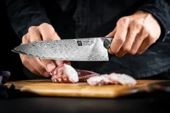 Zwilling Cuchillos De Chef<Tanrei cuchillo de chef Gyutoh 20 cm, Acero damasco-negro Plateado