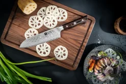 Zwilling Tanrei cuchillo santoku 18 cm, Acero damasco-negro Plateado Hot